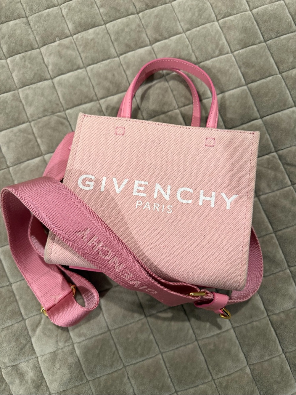 Givenchy Pink Mini Logo Canvas Tote with Detachable Strap